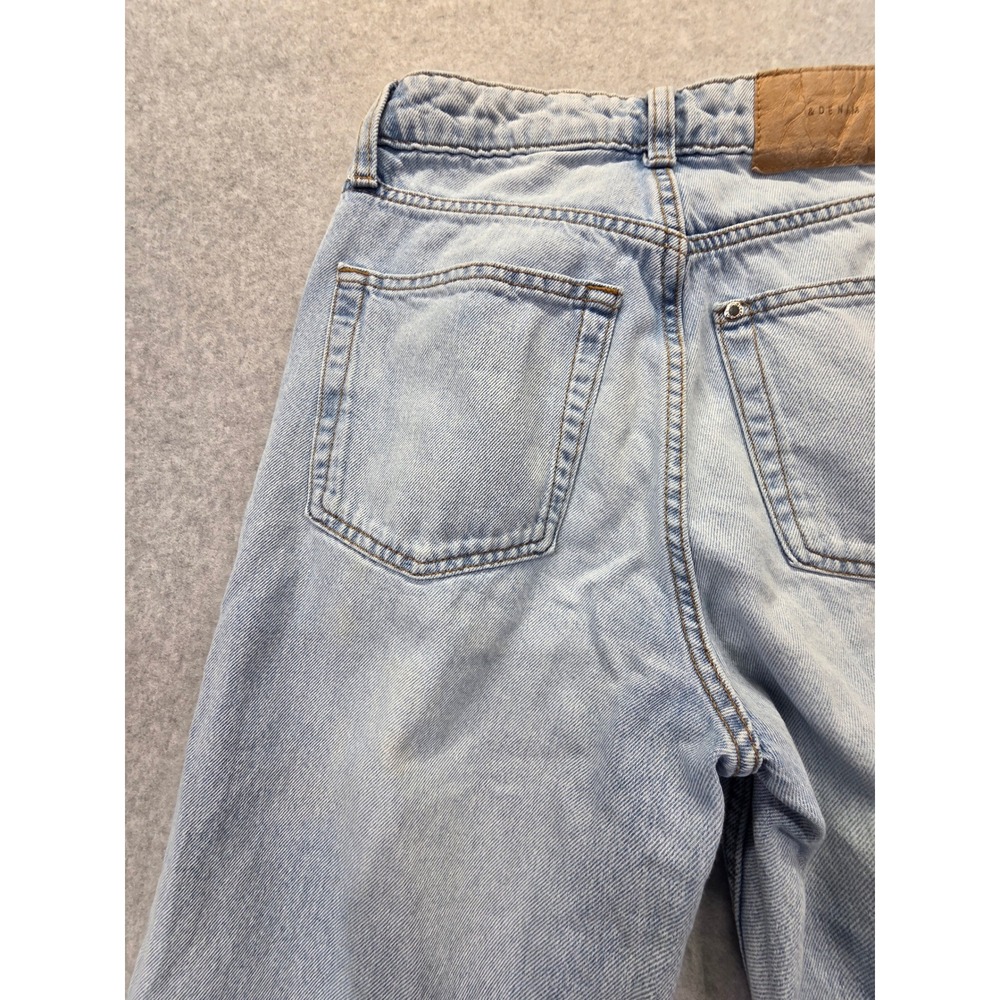 &Denim Wide Leg Ultra High Waist Light Wash Raw Hem Jeans Womens Size 2 - Picture 10 of 15